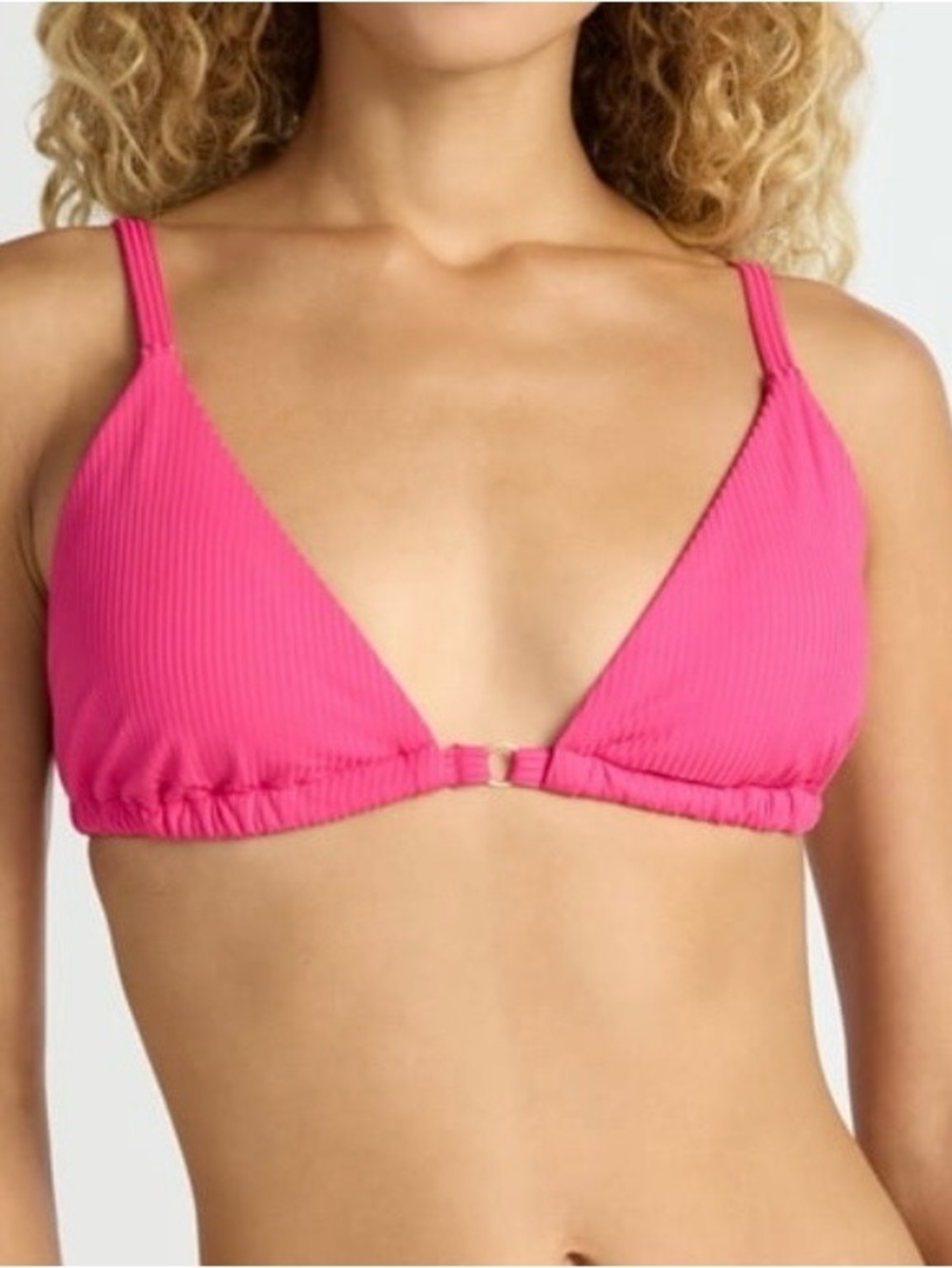 Time and Tru Women’s Ottoman Rib Triangle Bikini Top Size M (8-10) Fuchsia New